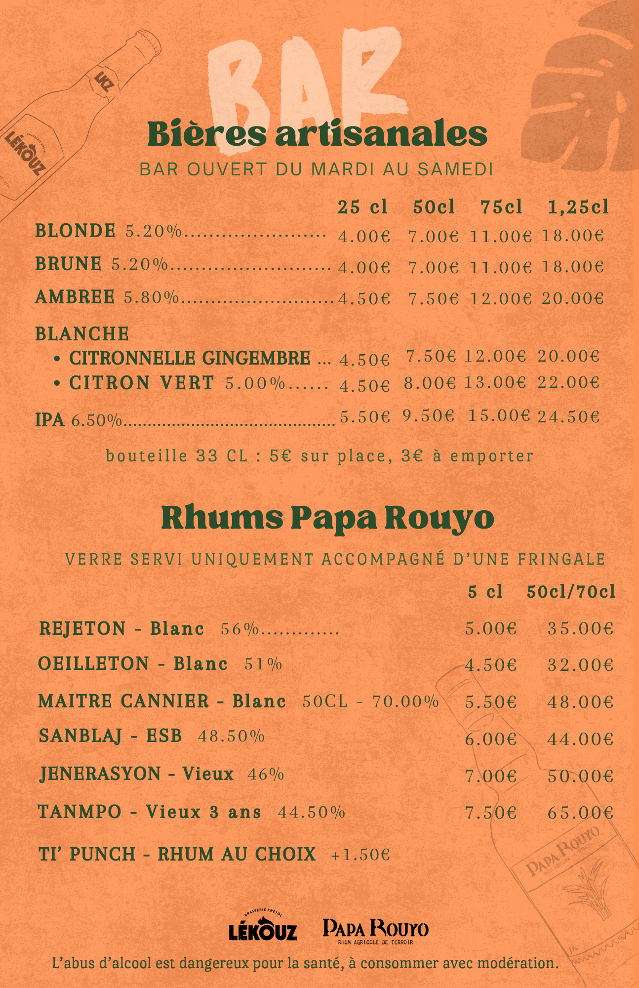 MENU LEKOUZ GOYAVE BIERE 
